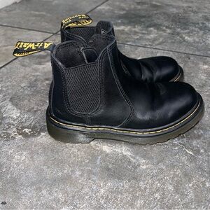 Dr. Martens Kids Black Boots with Yellow Accents